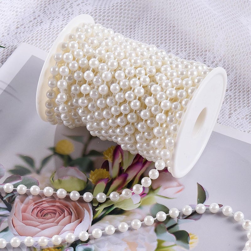 AdasBridal Craft String Pearls Bead 6MM, 33 Feet Ivory Fake Pearl Garland Beads Trim for Wedding Christmas Tree Decorations DIY - Image 3